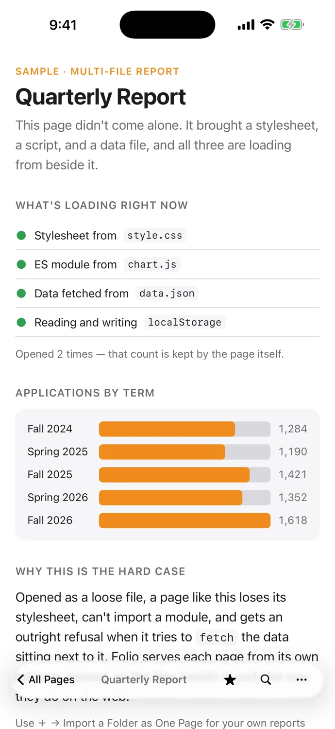 A report with supporting files